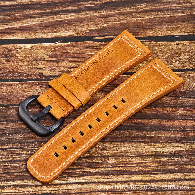 The First Layer Of Crazy Horse Leather Strap Is Suitable For Seven Fridays 28Mm Retro Soft And Comfortable To Wear.