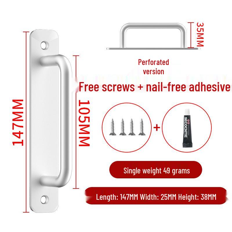 Aluminum Alloy No-Drill Door Handle for Glass, Window, Balcony, Sliding, and Cabinet Doors