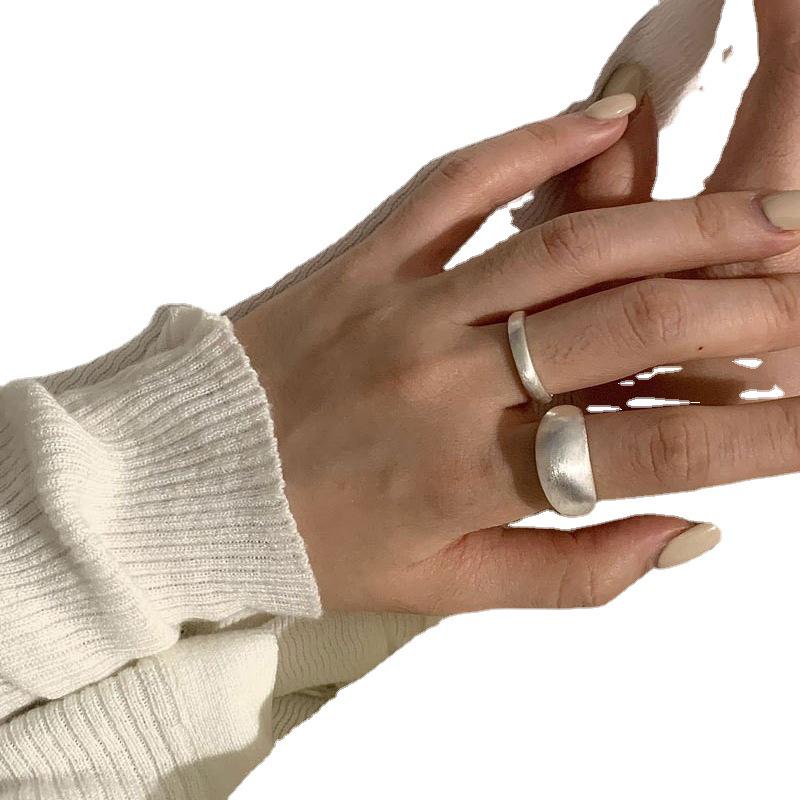 Matte Brushed Open Band Ring for Women, Personalized and Versatile Style, Popular Index Finger Accessory.