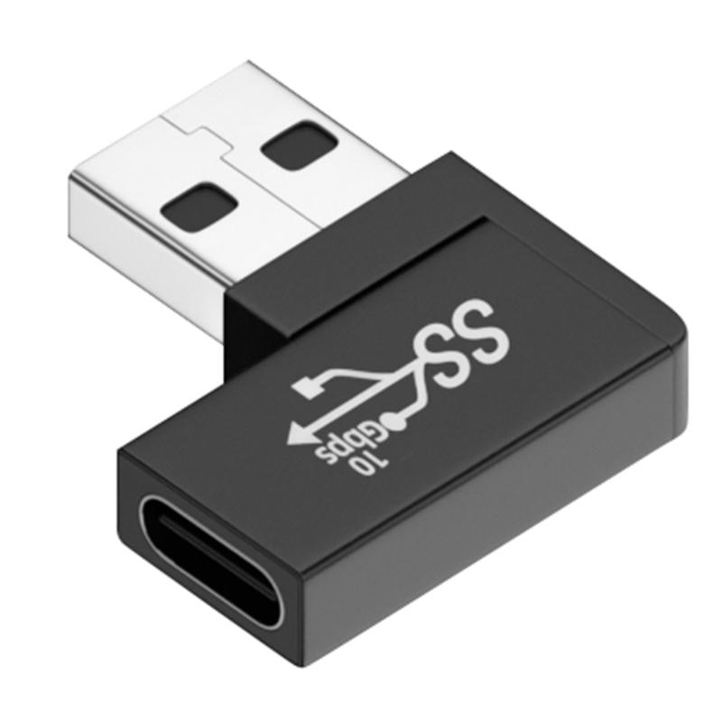 USB 3.0 Male to Type C Female 90 Degree Right Angle Extension Adapter USB C Upward Downward Connector 10Gbps for Laptop
