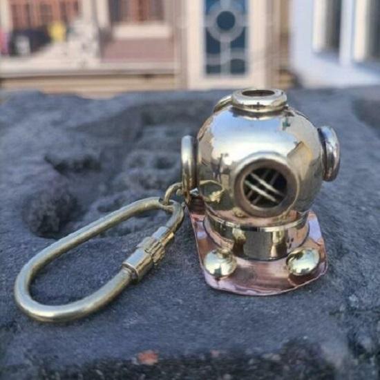 Lot of 10 Key Ring Scuba Diving Mini Divers Helmet Solid Brass Dive Key Chain