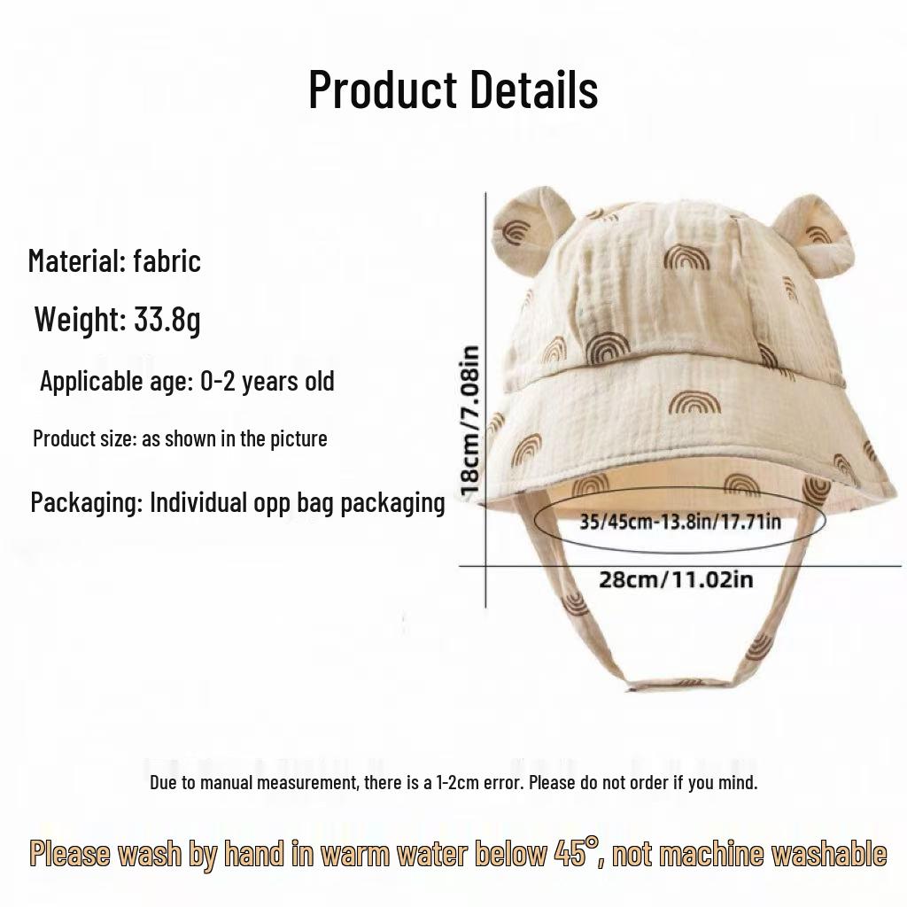 Summer Baby Bunny Ear Sun Hat - Printed Gauze Fisherman Hat for European & American Children