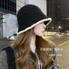 Black Bucket Hat Female Ins Internet Celebrity Knitted Basin Hat Autumn and Winter Season Versatile Face Small Face Cover Fisherman Hat
