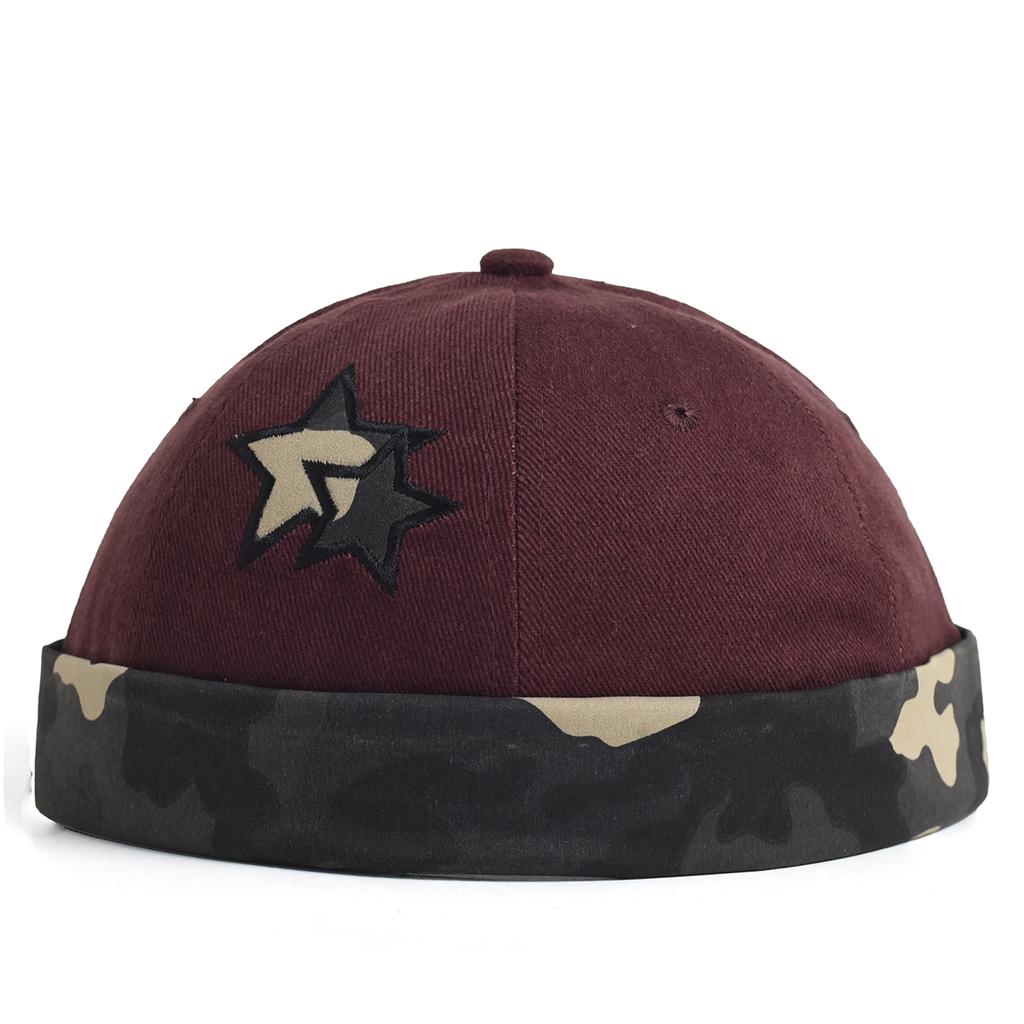Unisex Washed Color Brimless Caps Without Visor Star Splicing Docker Cap Letter Adjustable Beanie Hat Vintage Style Hip Hop Hats