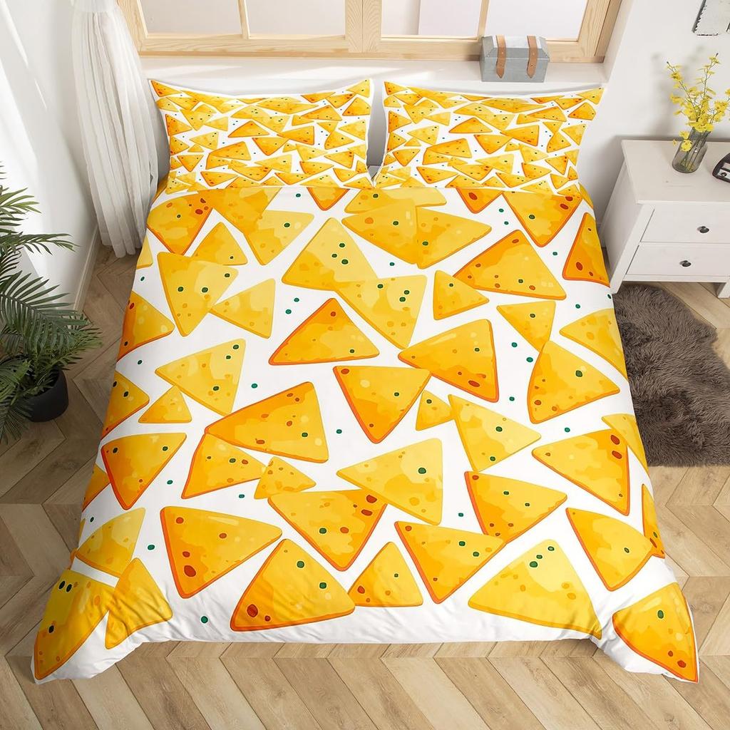 Cheese Bedding Sets Yellow Food Dessert Comforter Covers for Boys Girls Kids Duvet Cover Sets Fashion Teens Bedroom Decor 3 Pcs