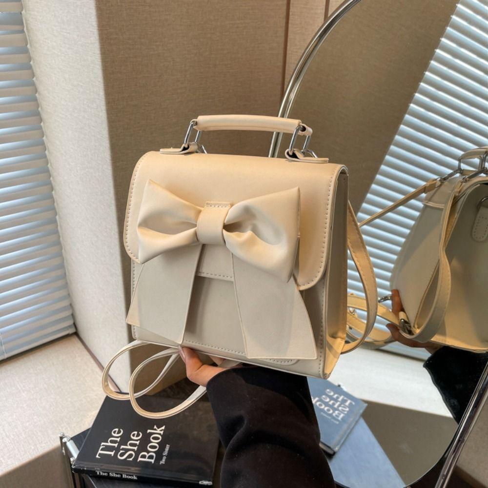 

Korean Style Pink Bow Backpack Handbag Crossbody PU Bag Leisure Bowknot Shoulder Bag Streetwear синий