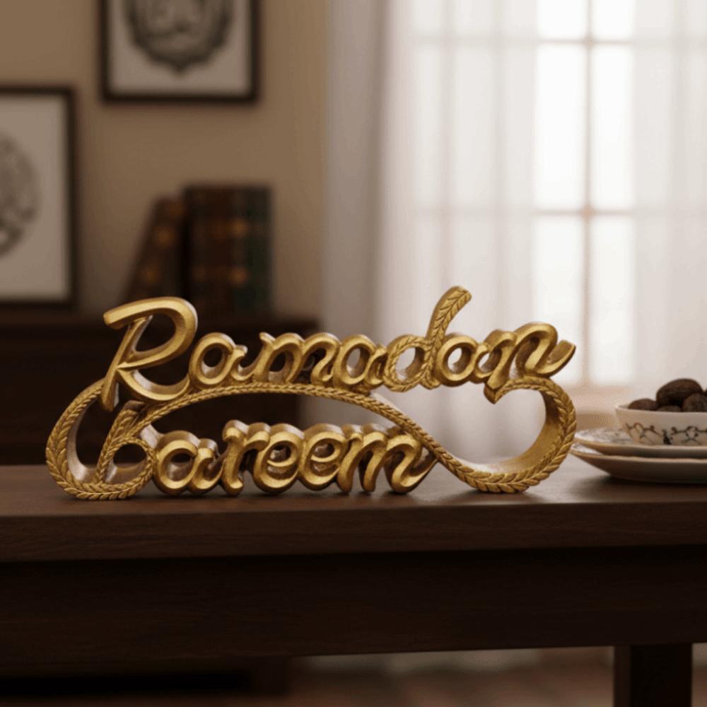 Durable Resin Ramadan Letter Ornaments Gold Simple Eid Mubarak Decor Decorative Ramadan Table Ornament Islamic Festival