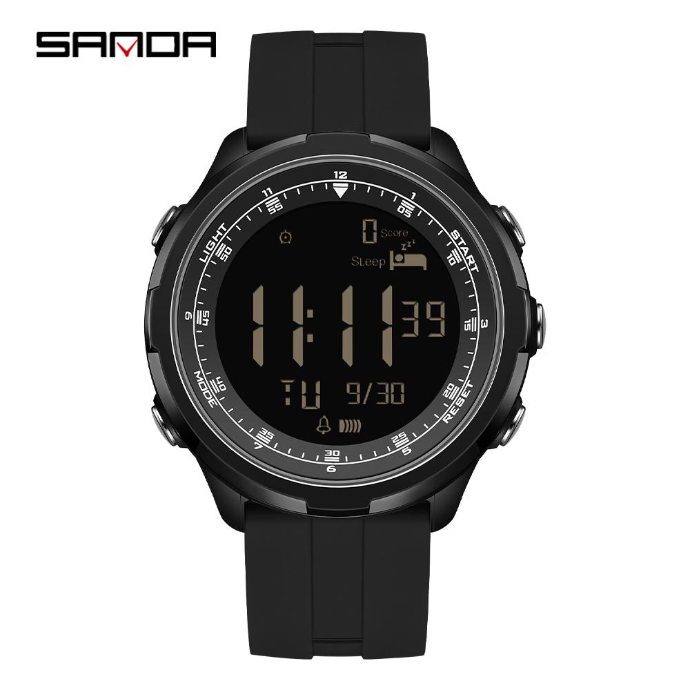 SANDA 9065 Fashion Men's Electronic Watch Simple Night Light Calendar Alarm Clock Waterproof and Shockproof Men's Digital Watch