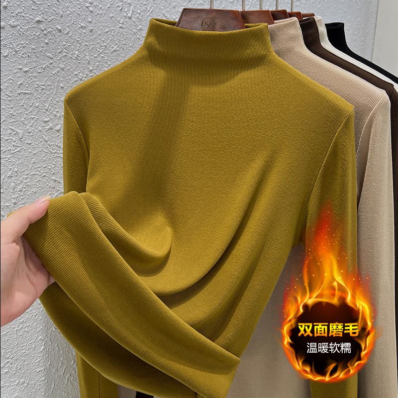 

Новая женская базовая водолазка с полированным низом, осенне-зимняя, внутренняя, из двустороннего бархата, универсальный женский термотоп XXXL желто-зеленый
