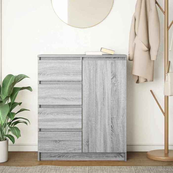 VidaXL Buffet with Drawers Sonoma Grey 71x35x84 Cm Engineered Wood, Storage Furniture, Buffet, Entrance Furniture, Furniture 861585
