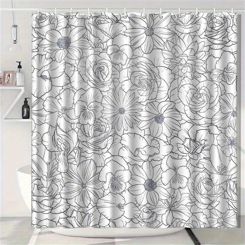 

Rose And Chrysanthemum Patterned Shower Curtain, Polyester Fabric, Machine Washable, Suitable For Bathroom Decor. W60H190(CM)-1 Pcs