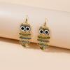 Popular Owlette Colorful Glaze Oil Trendy Hip-hop Hook Earrings