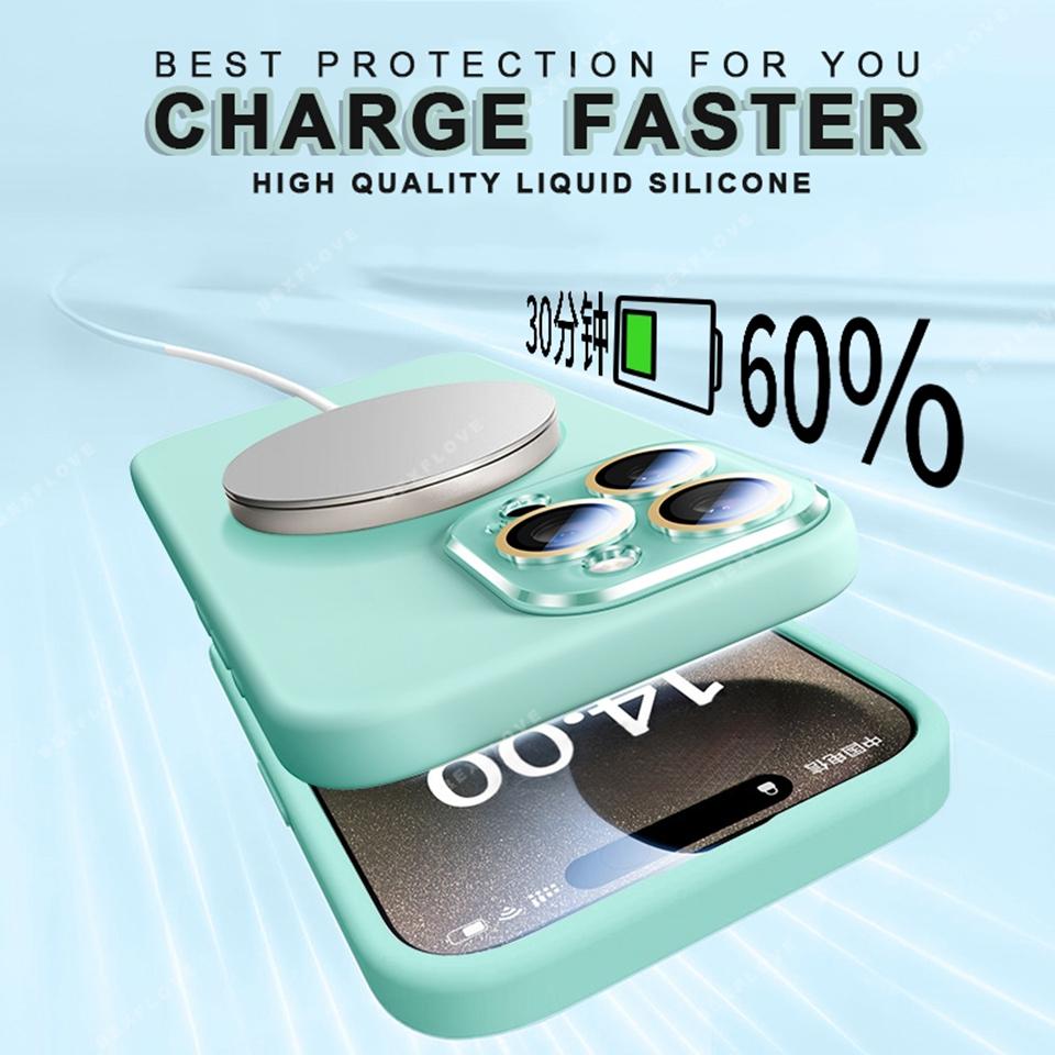 Liquid Silicone Magnetic Phone Case For iPhone 15 14 16 Plus 11 12 13 16 Pro Max Magsafe Wireless Charge Protector Soft Cover