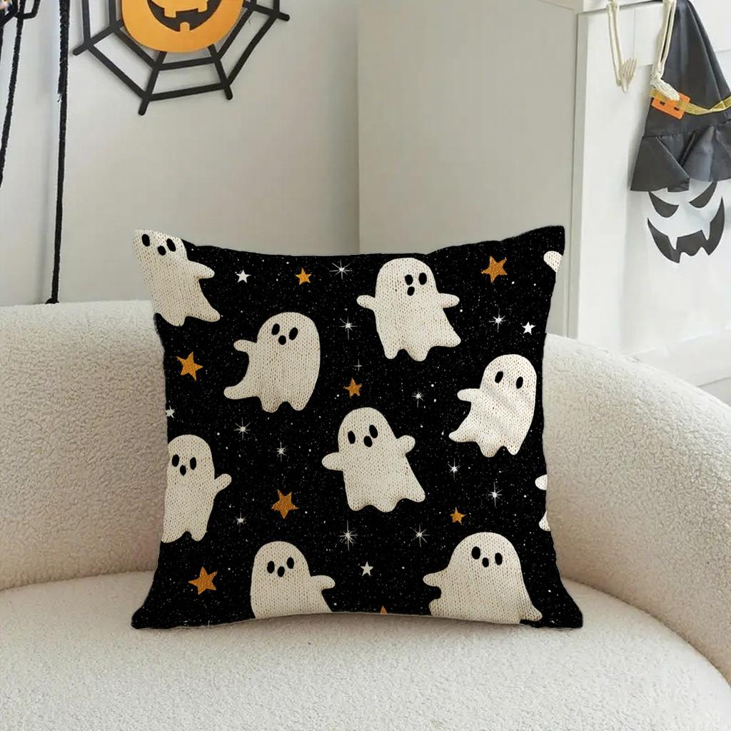 Cute Ghost Patterned Pillowcasessuitable For Sofa Car Bedroom Decorative Cushion Cover Pillow Cover