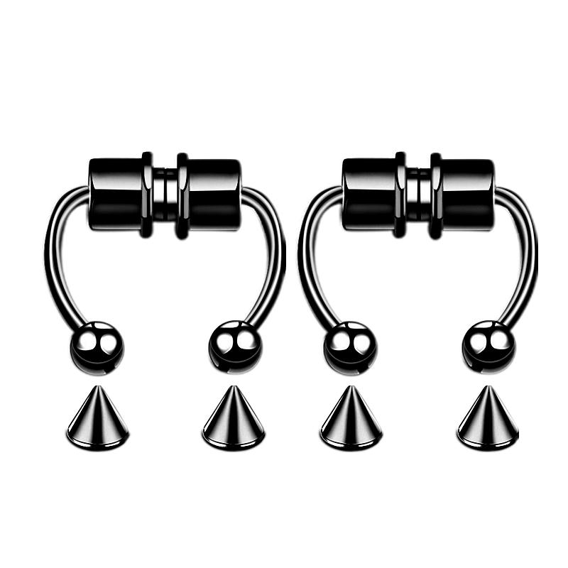 Stainless Steel Magnet Fake Nose Ring Hoop Fake Piercing Hoop Septum Rings For Women Fashion Gothic Rock Body Zircon Gifts