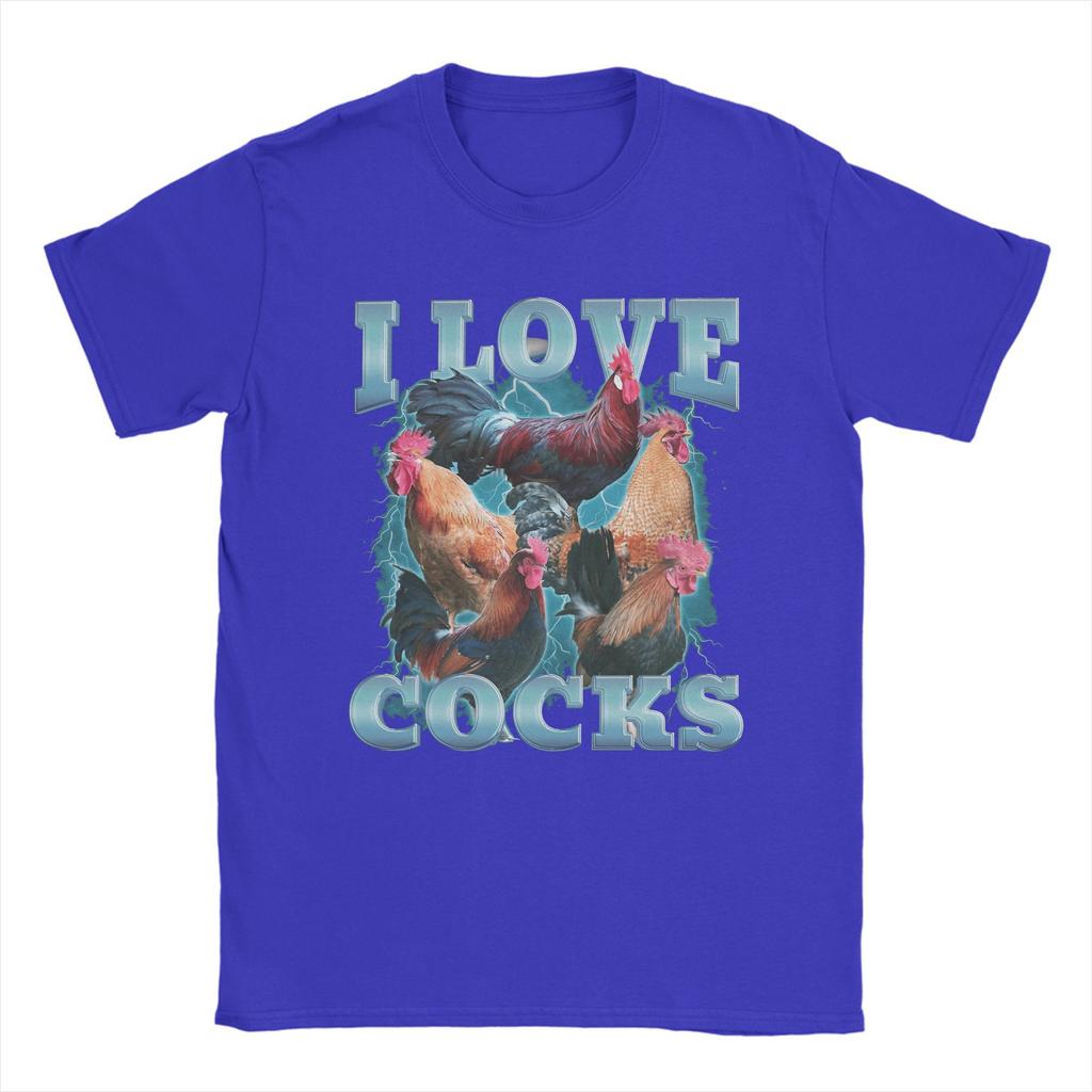 I Love Cocks Funny Roosters Meme T-Shirt Summer  Hipster T Shirts Couple 100 Cotton Crew Neck Plus Size Streetwear Tshirt