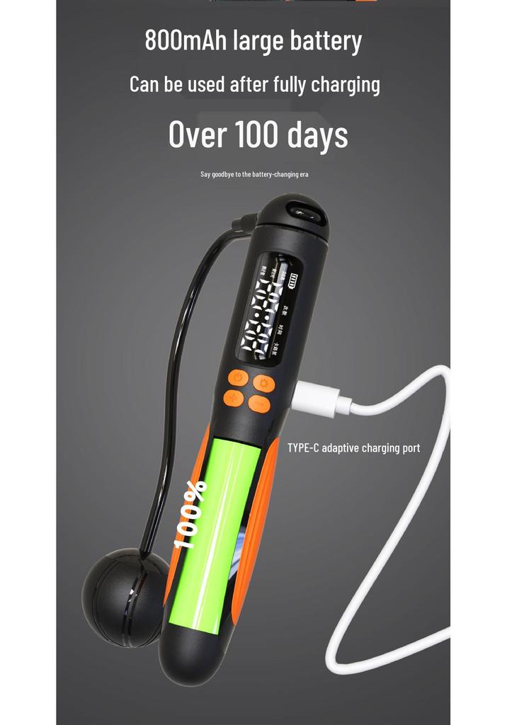 Rechargeable Smart Cordless Weighted Counting Jump Rope with Steel Wire for Fitness