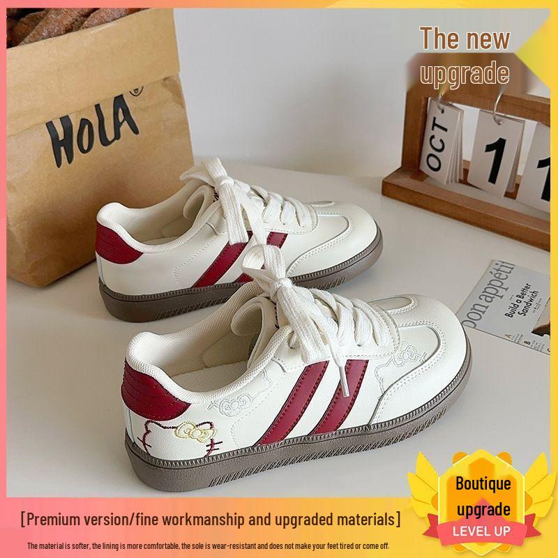 Women's Retro-Inspired White Campus Sneakers - Summer 2025 Fashion Kitten Design