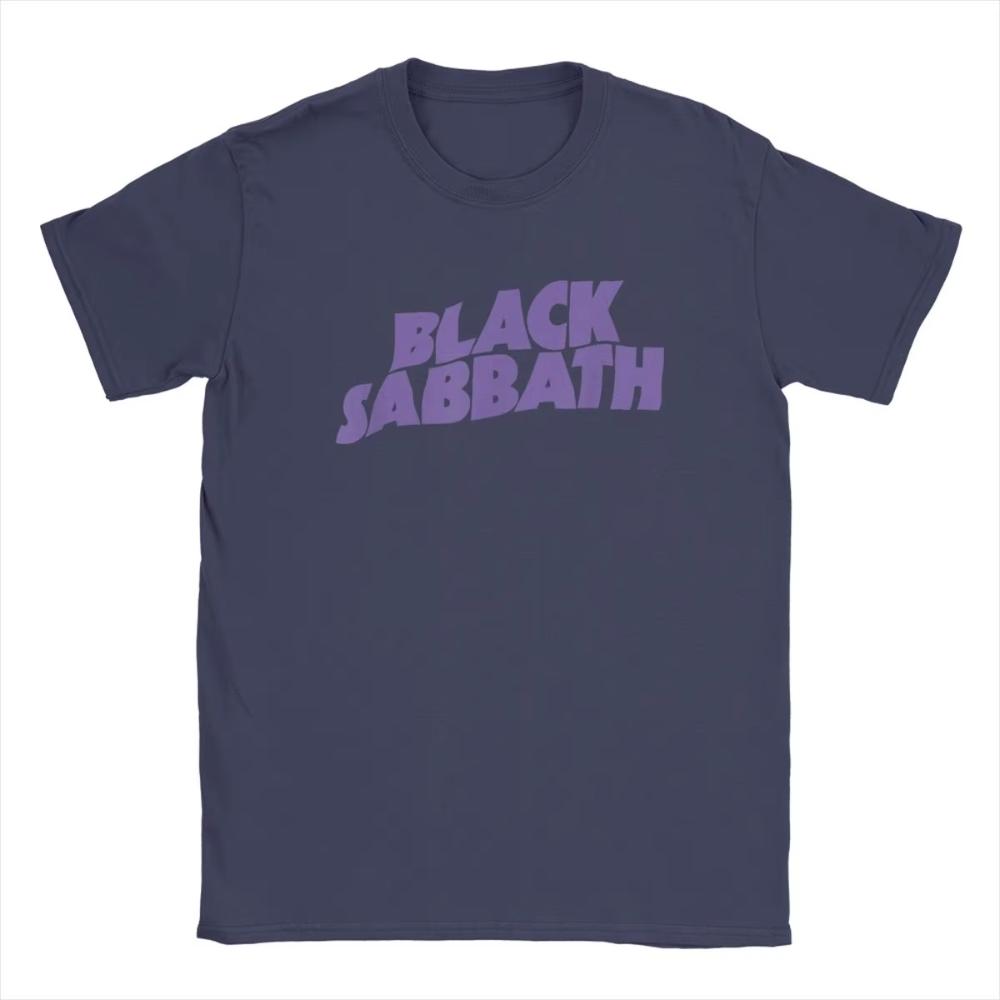 Black Purple Logo T-Shirts for Men British Rock Band Cool Sabbathes Novelty Cotton Tees O Neck Short Sleeve T Shirt Gift Clothes