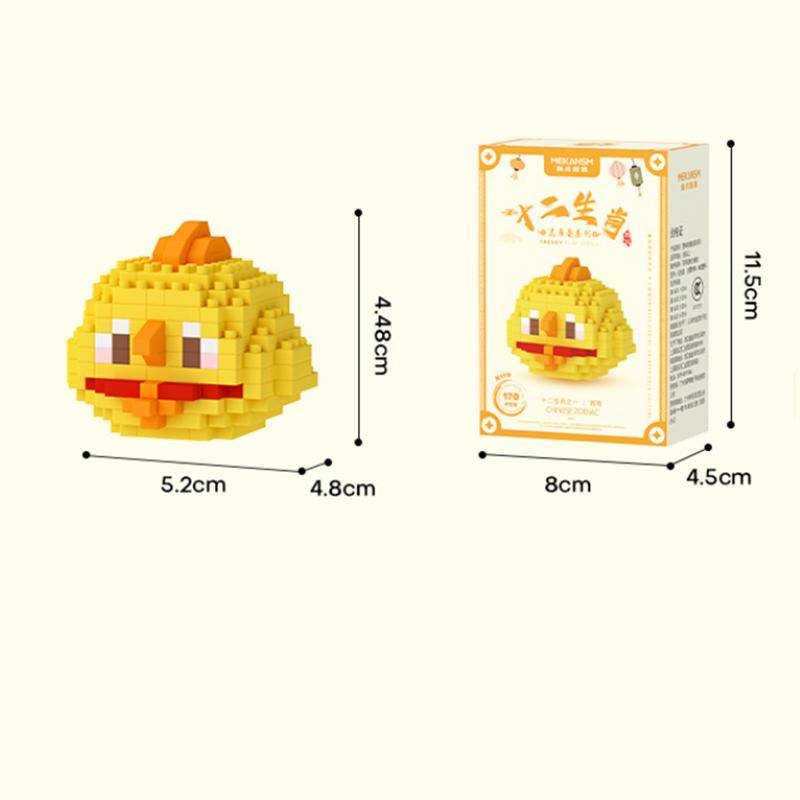 Animal Twelve Zodiac Building Blocks Rabbit Monkey Dragon Ox Rat Dog Pig Mini Small Bricks Children's Educational Toys Wholesale