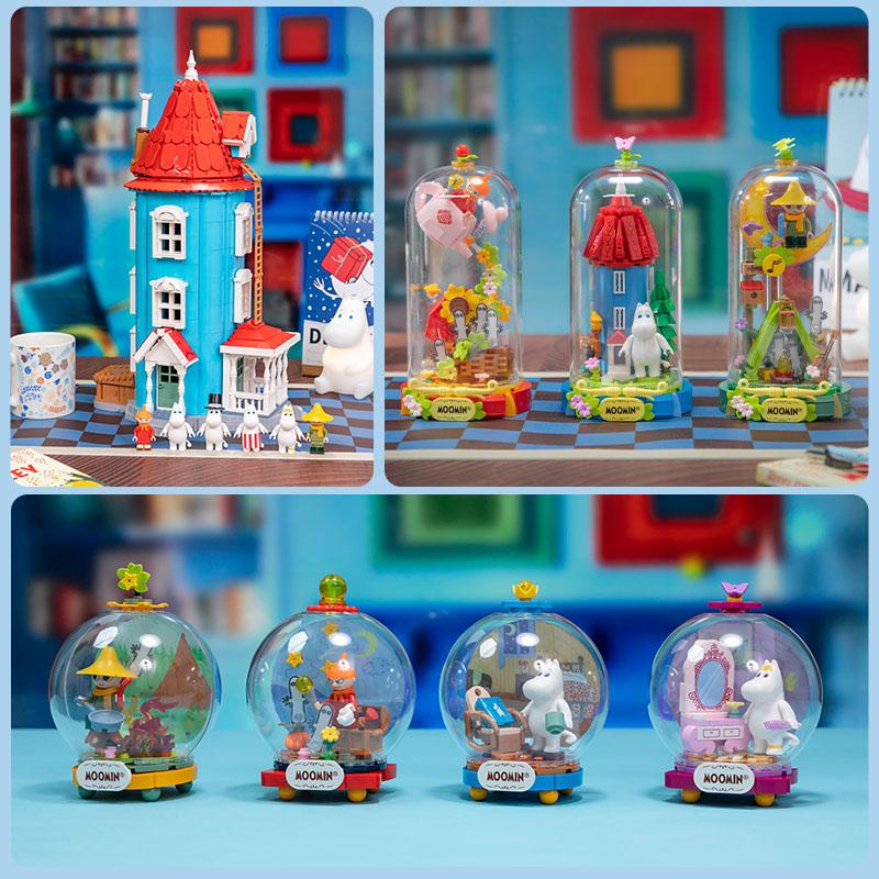 Pantasy Moomin Wonderland Collection Snufkin Building Blocks Crystal Balls House Assembly Toys Collection Models Ornament Gifts