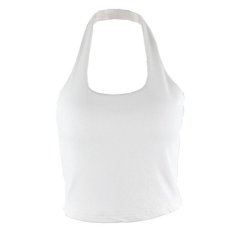 2026 Summer Women's Sleeveless Halter Ribbed Crop Tank Top