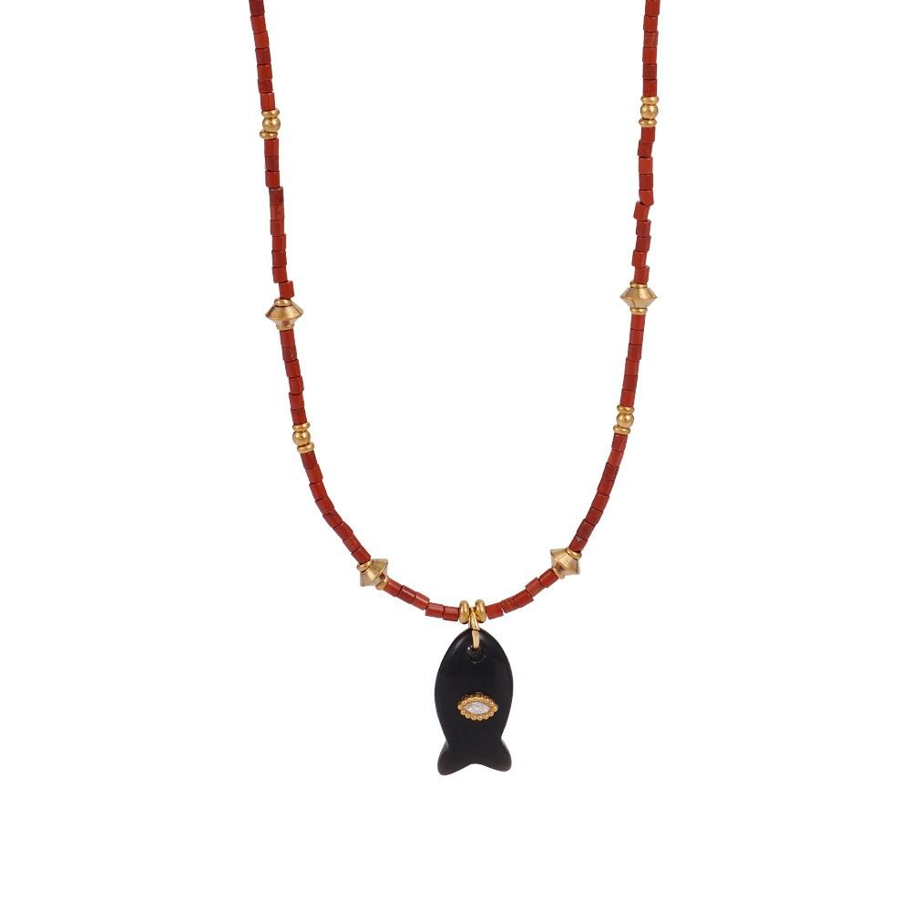 Colorful Fish Pendant Necklace Bohemia Ocean Style Beach Choker Mini Fish Necklace  Sea Beach