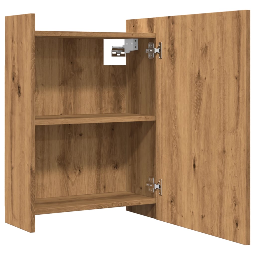 Artisan Oak Mirror Cabinet 62.5 X 20.5 X 64 Cm Engineered Wood