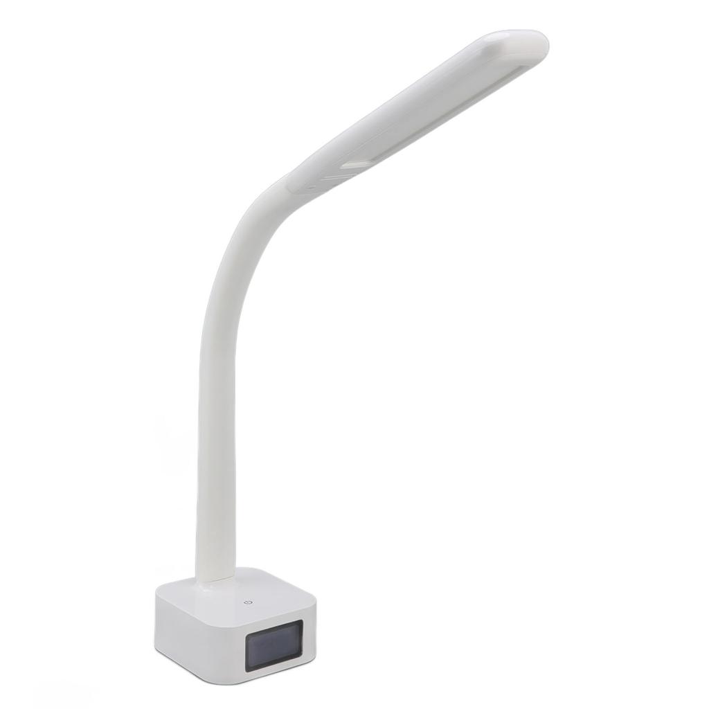 LED Schreibtischlampe 3 Stufen Dimmung Augenschutz Weicher Silikonarm LED Anzeige Wecker Schreibtischlampe
