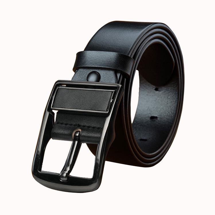 Men's Retro Genuine Leather Belt - Pin Buckle Cowhide Waist Belt for Business and Casual Wear, Suitable for Middle-Aged and Young Men.