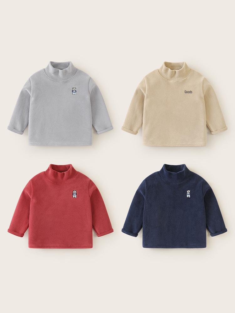 Jungen fleecegefüttertes Winter-Basisshirt mit halbem Stehkragen U15124
