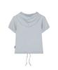 ODDSTUDIO Puff Cover Stitch Crop Hoodie - Sky Blue Melange