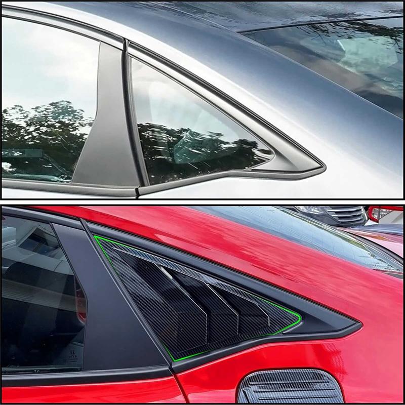 For Honda Civic   Hatchback Rear Side Vent Quarter Window Louver Shutter Cover Parts Carbon Fiber Color