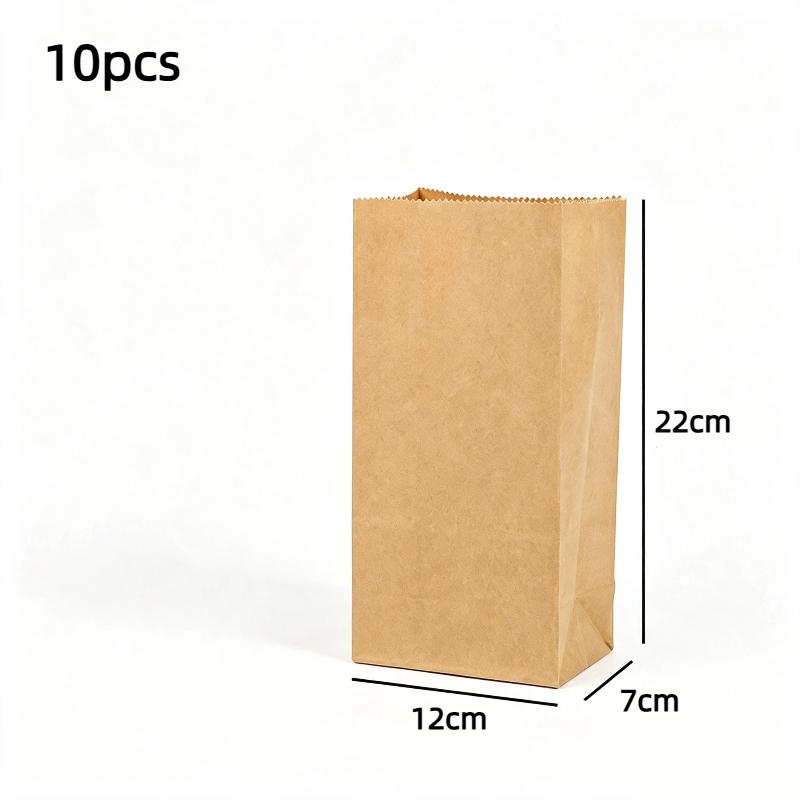 10 Pack Kraft Paper Bags Sturdy Square Bottom Multiple Sizes Reusable Recyclable for Grocery Retail Packaging