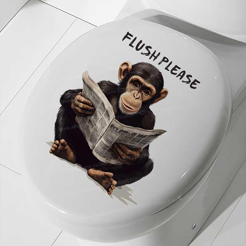 Cartoon Monkey Toilet Sticker Toilet Cover Sticker Wall Stickers Animal Wc Sticker Fun For Home BathRoom Decoration S529