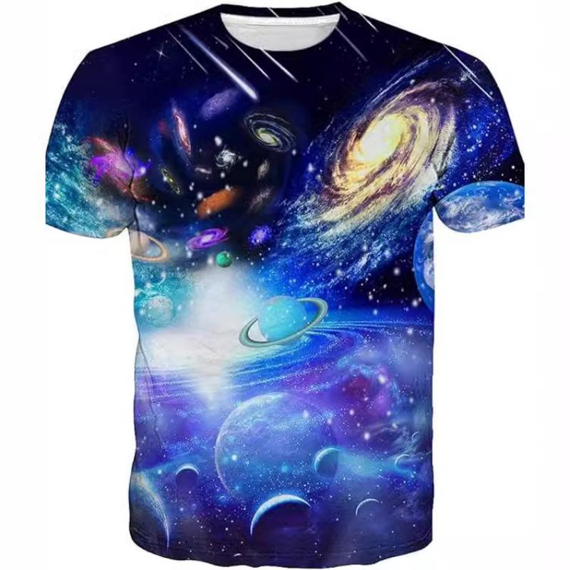 Summer Fashion 3D Printing Cool Print Men's Women's Casual Pattern Round Neck Short Sleeved Shirt