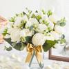 Artificial Flowers Rose Silk Peony Brial Bouquet Home Room Table Decora Festival Wedding Scrapbook Fake Plant Diy Gift Prop Box