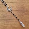 Rosenquarz Halbmond Halskette Sechseckiger Anhänger Schmuck