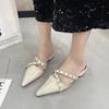 2026 New Sexy Pointed Toe High Quality Trendy Belt Buckle Design Women's Slippers Fashion Baotou Party Mules