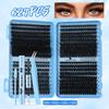 DIY Natural Dense Cluster False Eyelashes, Self-Adhesive 720 Segmented 10150D Curl, Individual Clusters
