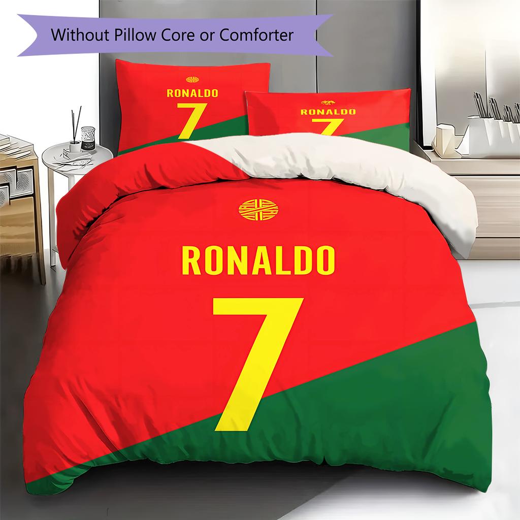 CR7 Pattern Bedding,Quilt Set Quilt Cover Pillowcase Home Birthday Gift (1 * duvet cover + 2 * pillowcase, without core)