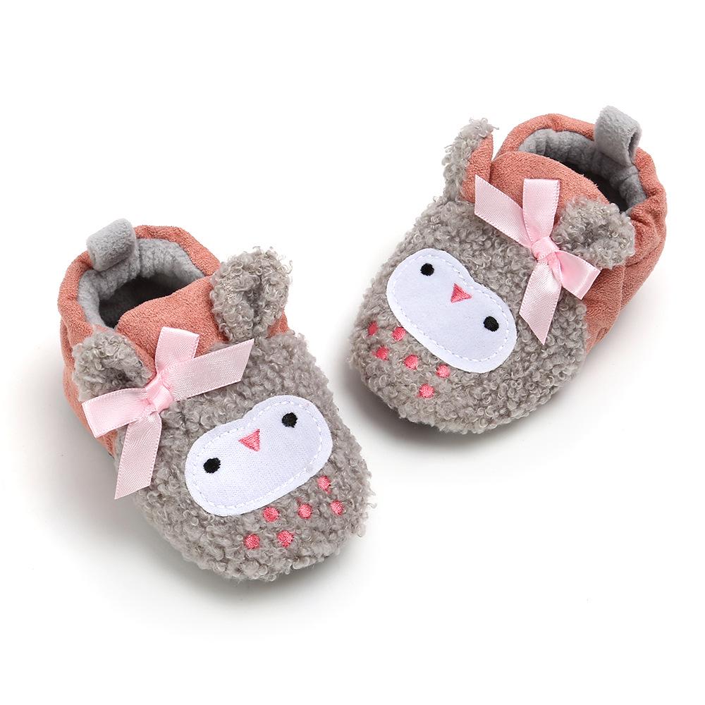 Unisex Cartoon Winter Baby Velcro Cotton Shoes, Soft Sole, Warm for Toddlers Aged 0-1 Year