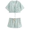 Fashion Style 2024 Autumn New Women's Clothing V-neck All-Matching Image Print Shirt Mid Waist Shorts 8284475