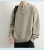 Men's Trendy Loose Henley Knit Pullover for Autumn/Winter 2025