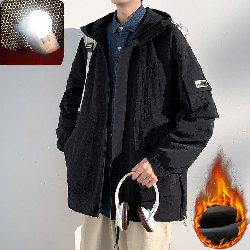 Hooded Jacket Men's Spring and Autumn Trendy Loose Handsome Casual Jacket Large Size Loose Youth Jacket Men's Jacket