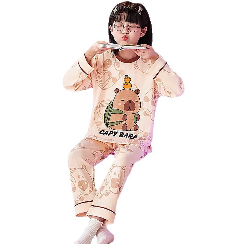 Raglan Sleeve Cartoon Baby Pajamas for Spring and Autumn 2026 - Long Sleeve Pants Set for Medium and Large Girls