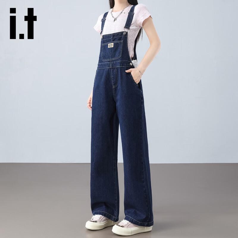 Izzue It Women's Relaxed Fit High-Waisted Denim Overalls