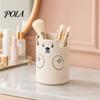Desk Organizer Cute Bear 2-in-1 Pen Holder & Phone Stand, Macaron Colors Organizer, Large Capacity Storage for Pens Makeup Brushes Scissors