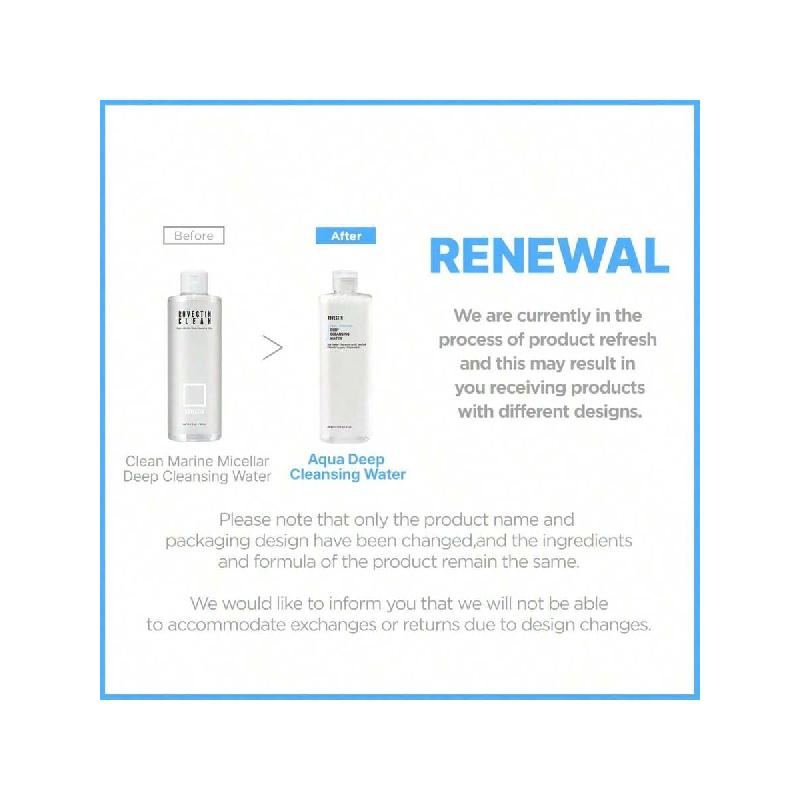 Rovectin Aqua Deep Cleansing Water 400ml - Impurities Remover From Ocean Deep With Hyaluronic Acid And Marine Plants From Jeju Island