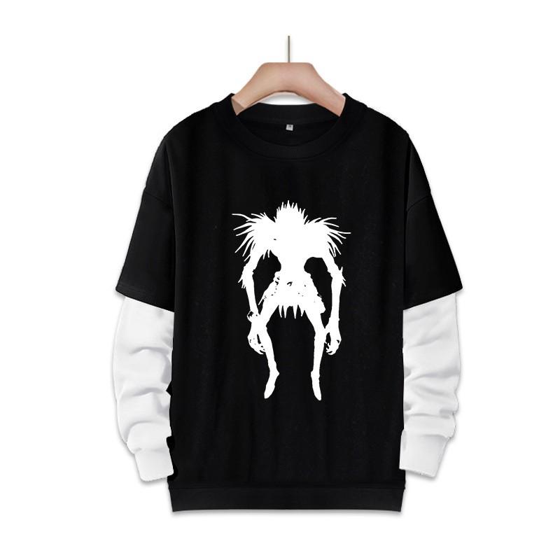 Stampa Anime Death Note Nero/Grigio S-3XL Casual Manica Lunga